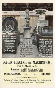 Curt Teich Meier Electric & Machine Motors Indiana Linen Postcard