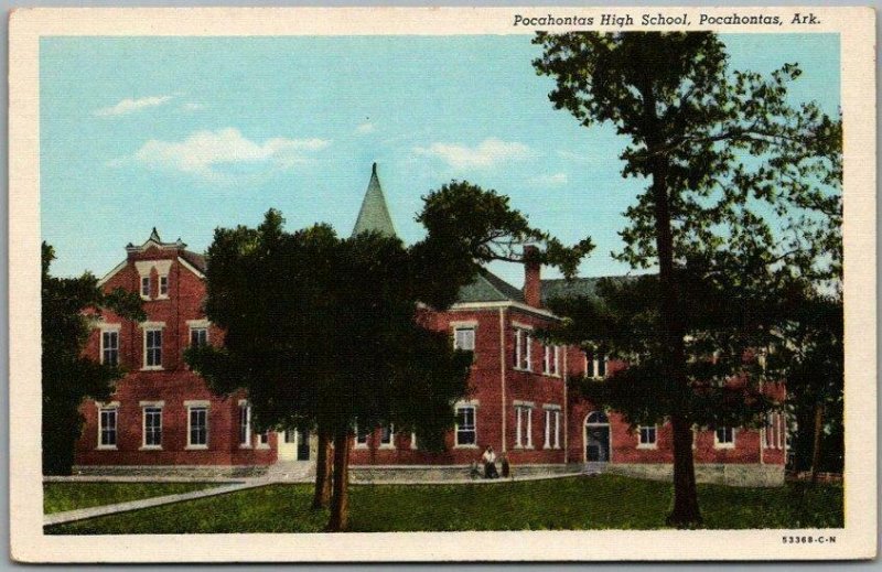 1940s Pocahontas, Arkansas Postcard POCAHONTAS HIGH SCHOOL Building