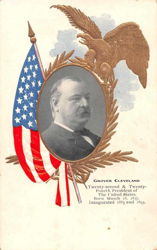 President Grover Cleveland Patriotic Eagle and Flag Antique Postcard J56523