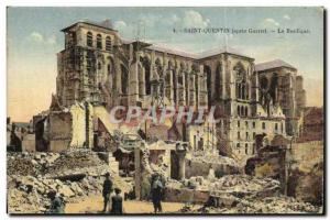 Old Postcard Saint Quentin Basilica Army