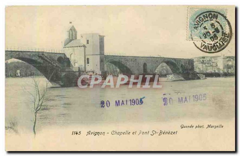 Old Postcard Chapel Avignon and Pont St enezet