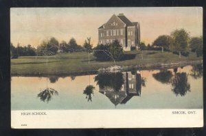 SIMCOE ONTARIO CANADA HIGH SCHOOL BUILDING VINTAGE POSTCARD