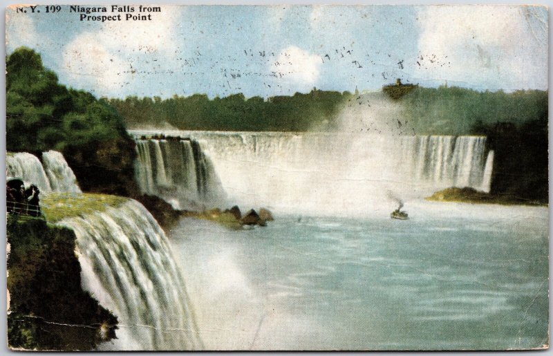 1910's Niagara Falls From Prospect Point New York NY Waterfalls Posted Postcard