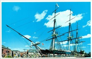 USS Constitution Old Ironsides Charlestown Navy Yard Boston Mass Chrome Postcard 