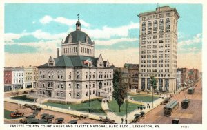 Lexington Kentucky, Fayette County Courthouse Fayette National Bank Old Postcard