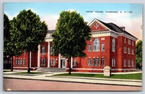 Florence South Carolina~Court House~Vintage Linen Postcard