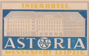 Germany Leipzig Interhotel Astoria Vintage Luggage Label sk2569