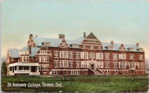 St. Andrew's College Toronto Ontario ON 1908 Antique Postcard D41