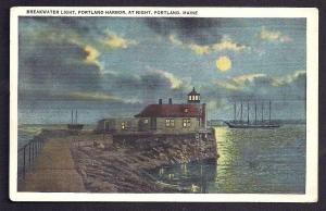 Breakwater Light Portland Harbor Maine unused c1920