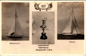 International Yacht Races Newport Rhode Island Endeavour II & Range Vintage RPPC