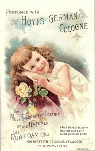 1880s HOYT'S GERMAN COLOGNE RUBIFOAM FOR TEETH LOWELL MASS TRADE CARD 40-188