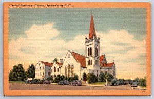 Spartanburg South Carolina~Central Methodist Church Bldg~Vintage Linen Postcard