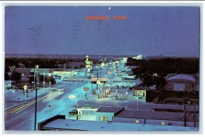 1974 Night View Overlooking Tourist Center Exterior Amarillo Texas TX Postcard