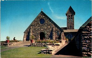 West Facade Abbey Church St Josephs Spencer MA Exterior Rock VTG Postcard UNP 