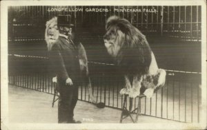 Minnehaha Falls MN Longfellow Gardens Trained Lions Tamer Real Photo Postcard