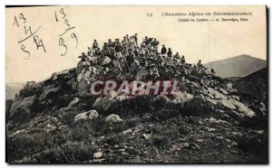 Old Postcard Militaria Alpine hunters in recognition