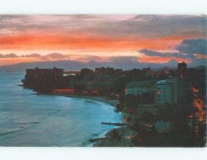 Pre-1980 BEAUTIFUL SUNSET ON BEACH Waikiki - Honolulu Hawaii HI d7522