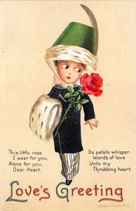 Ellen Clapsaddle Signed Young Woman Love's Greeting Poem Valentine Postcard