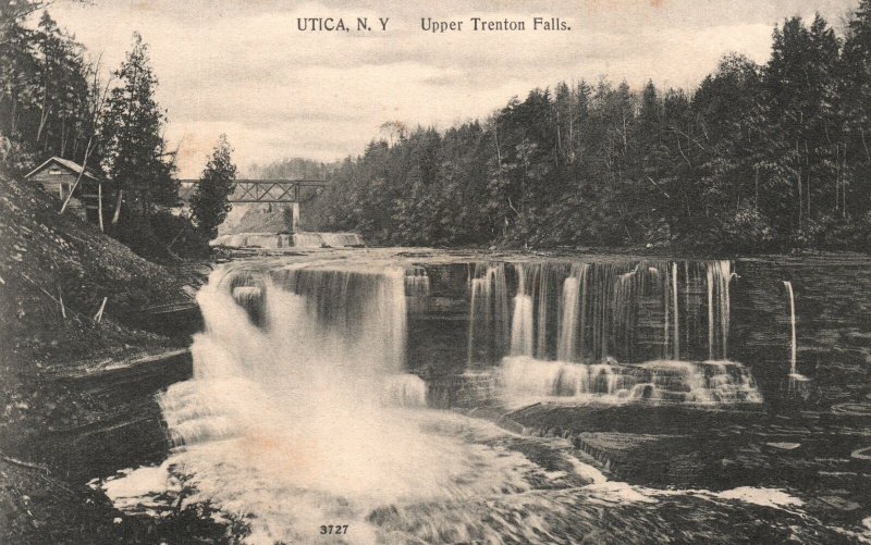 Vintage Postcard 1910's Upper Trenton Water Falls Utica New York Pub Harold Ross