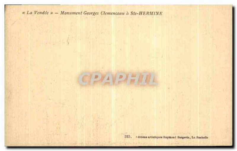 Old Postcard The Vendee Monument Georges Clemenceau Ste Hermine
