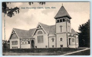 LYONS, Kansas KS ~ FIRST PRESBYTERIAN CHURCH Rice County c1910s Postcard