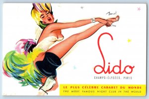 Paris France Postcard Lido Champ-Elysees Dancing Cabaret Lady 1959 Vintage