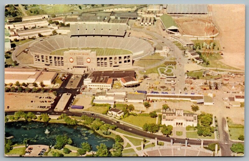 Postcard Dallas Texas c1950s Famous Cotton Bowl State Fair Aerial View Football