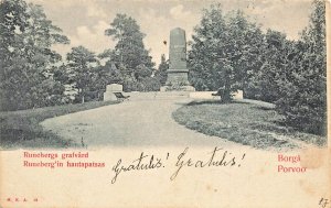 Porvoo Finland~Runeherg's grafvård Runeberg grave statue~1900s Photo POSTCARD