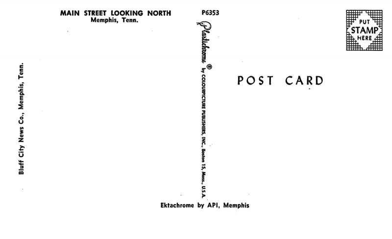 Main Street Walgreens Drug Store Trolley Bus Memphis Tennessee 1950s postcard