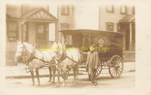 Bottled PILSNER BEER horse drawn wagon advertising Original Real Photograph RPPC 