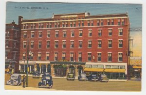 P2436, vintage postcard old cars street view eagle hotel concord mass unused