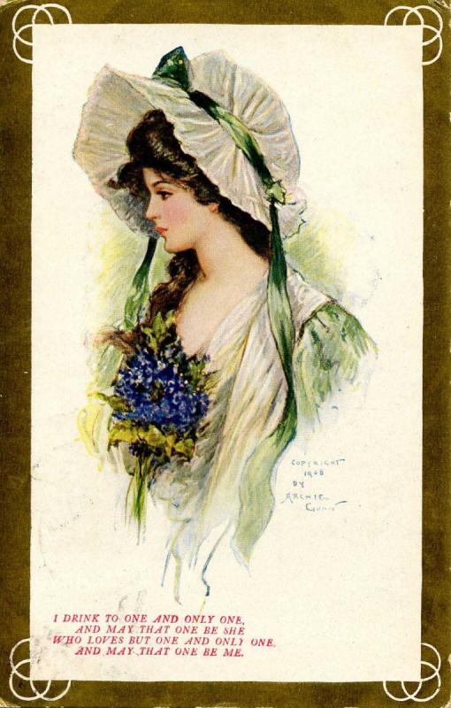 Lady with Blue Flowers.     Artist: Archie Gunn