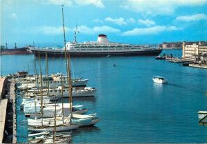 Departure of the SS Leonardo da Vinci ship Genova harbour Italy