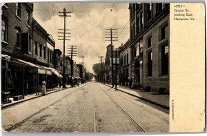 View of Queen Street Looking East, Hampton VA c1910 Vintage Postcard K33