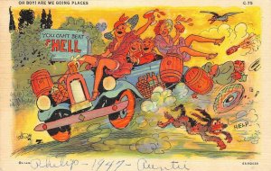 Going Places Drunk Driving RAY WALTERS Wet Comics C-75 1947 Vintage Postcard