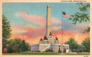 Vintage Postcard Lincoln's Tomb Superstructure Springfield Illinois C. T. Art