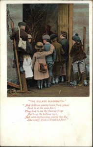 Children Gather to Watch VILLAGE BLACKSMITH c1910 Postcard
