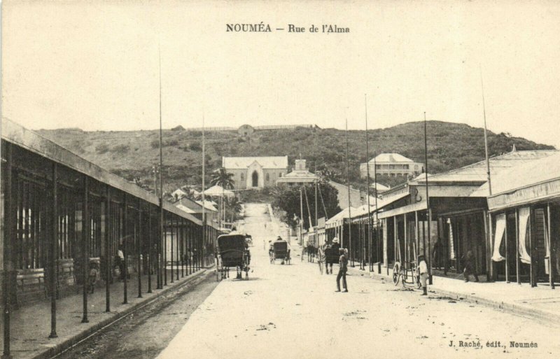 PC CPA NEW CALEDONIA, PACIFIC, NOUMÉA, RUE DE L'ALMA, Vintage Postcard (b19337)