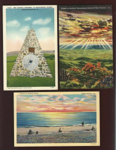 C30 Cape Henry Sunrise, Sunset at Skyland, Fort Chiswell Monument, Unused Linens