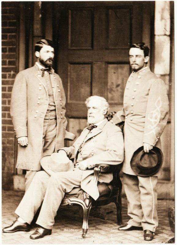 General Robert E. Lee with Son and Aide in Richmond VA Civil War Modern Postcard