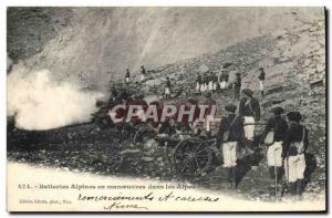 Old Postcard Militaria Alpine Alpine Hunters Batteries maneuvers in the Alps