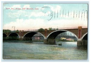 1907 Sixth Avenue Bridge Des Moines Iowa IA Posted Antique Postcard