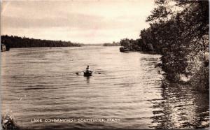 Rowboat on Lake Congamond, Southwick, Massachusetts Vintage Postcard H23