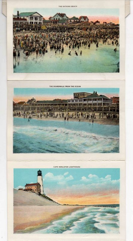 Rehoboth Beach Delaware Buildings Lighthouse Scenic View Postcard Folder AA21067