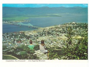 View From Sugarloaf Mountain, Campbellton, NB, Chrome Aerial View Postcard #2