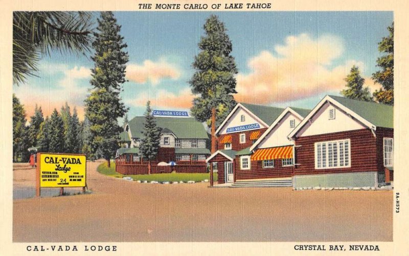 Crystal Bay Nevada Cal Vada Lodge Exterior Antique Postcard KK1830