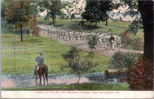 Postcard IN Indianapolis - Infantry on the hike, Fort Benjamin Harrison