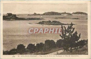 Old Postcard Dinard St Enogat View to the Fort and Harbor Island Cezembre