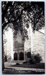 Kenosha WI Postcard RPPC Photo Entrance To First Methodist Episcopal Church