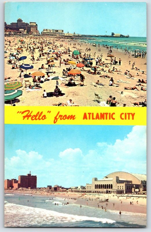 Postcard 1960's Atlantic City N.J. Beach Banner View  P5